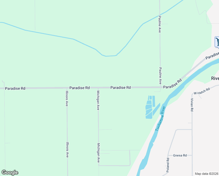 map of restaurants, bars, coffee shops, grocery stores, and more near 3449-3669 Paradise Road in Modesto