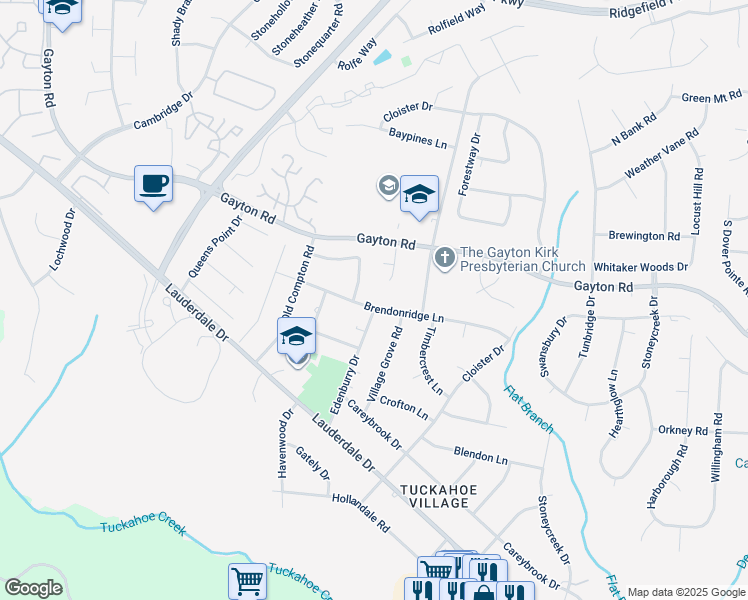 map of restaurants, bars, coffee shops, grocery stores, and more near 11612 Brendonridge Lane in Henrico