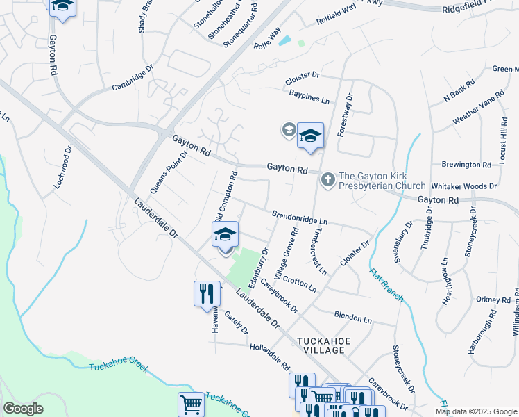 map of restaurants, bars, coffee shops, grocery stores, and more near 11612 Brendonridge Lane in Henrico
