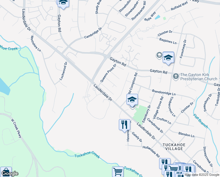 map of restaurants, bars, coffee shops, grocery stores, and more near 11806 Britian Way in Richmond