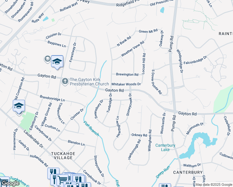 map of restaurants, bars, coffee shops, grocery stores, and more near 10809 Gayton Road in Richmond