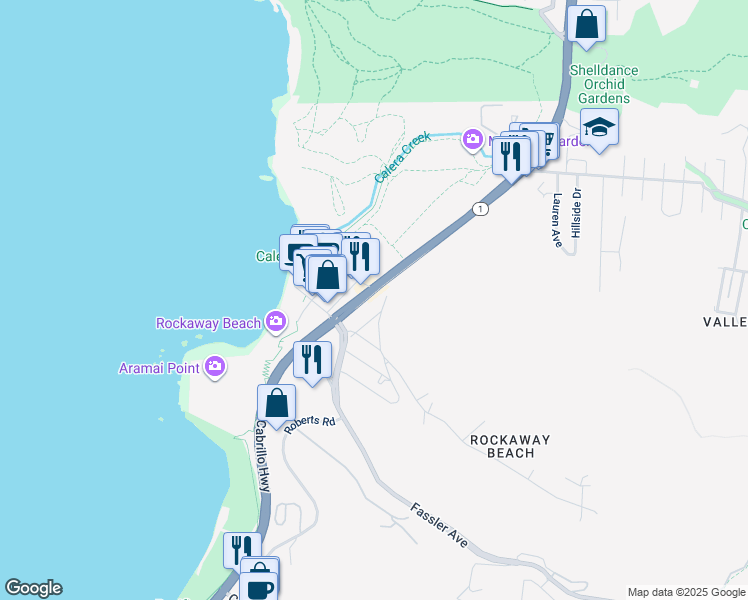 map of restaurants, bars, coffee shops, grocery stores, and more near 403 Donaldson Avenue in Pacifica