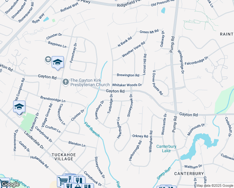 map of restaurants, bars, coffee shops, grocery stores, and more near 10809 Gayton Road in Richmond
