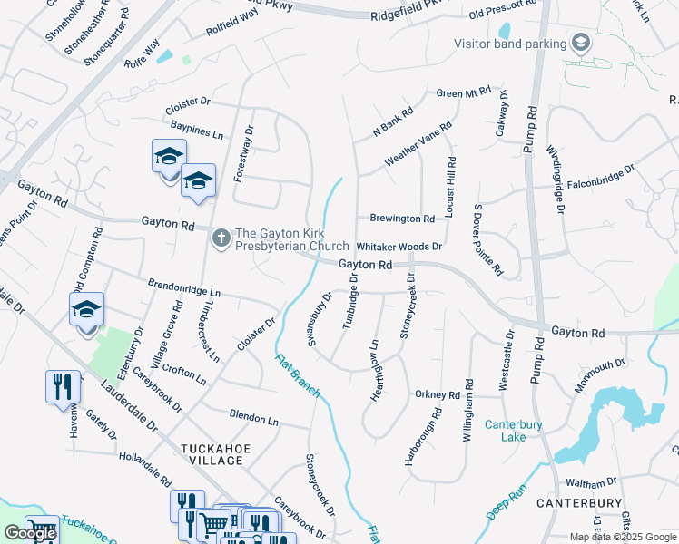 map of restaurants, bars, coffee shops, grocery stores, and more near 10903 Gayton Road in Henrico