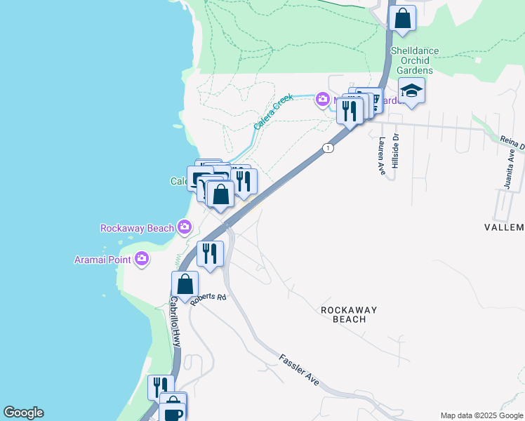 map of restaurants, bars, coffee shops, grocery stores, and more near 403 Donaldson Avenue in Pacifica