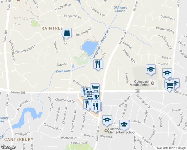 map of restaurants, bars, coffee shops, grocery stores, and more near 1556 United Court in Richmond