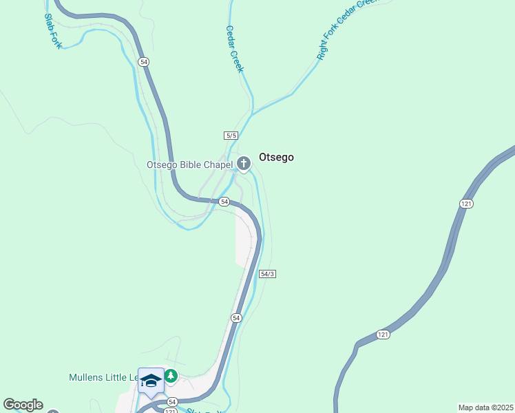 map of restaurants, bars, coffee shops, grocery stores, and more near West Virginia 54 in Mullens