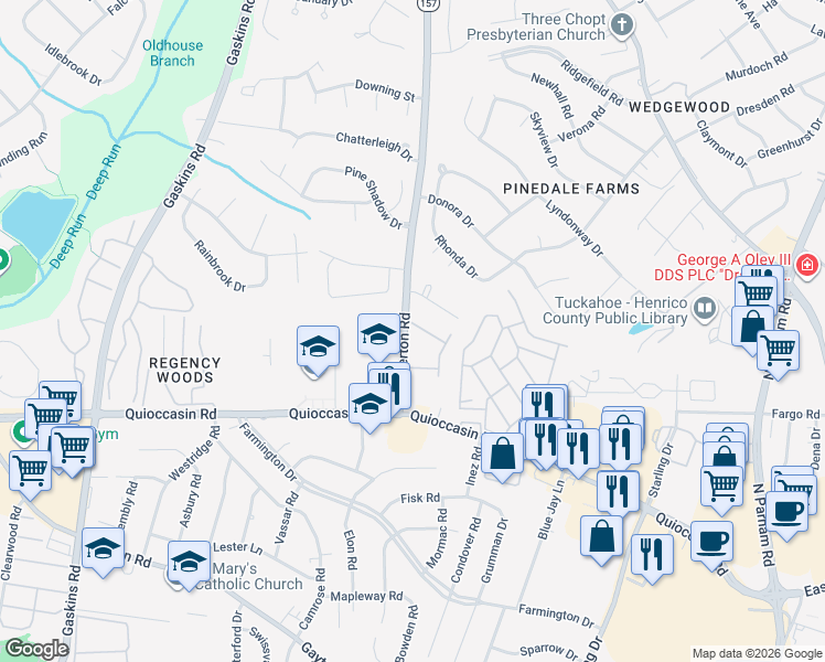 map of restaurants, bars, coffee shops, grocery stores, and more near 79 Dehaven Drive in Richmond