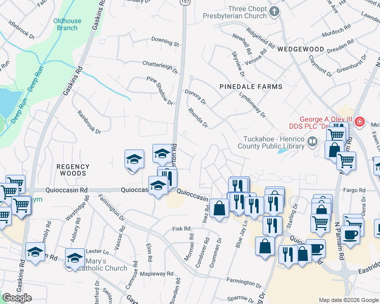 map of restaurants, bars, coffee shops, grocery stores, and more near 49 Dehaven Drive in Richmond