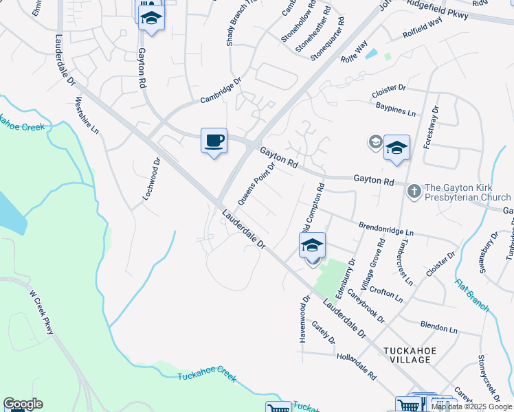 map of restaurants, bars, coffee shops, grocery stores, and more near 11811 Crown Prince Circle in Richmond