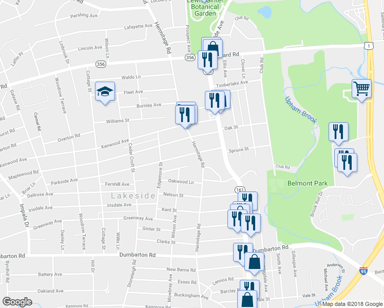 map of restaurants, bars, coffee shops, grocery stores, and more near 2202 Parkside Avenue in Henrico