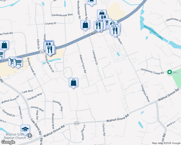 map of restaurants, bars, coffee shops, grocery stores, and more near 7412 Adams Farm Road in Mechanicsville