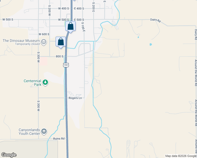 map of restaurants, bars, coffee shops, grocery stores, and more near 1025 South 200 East in Blanding
