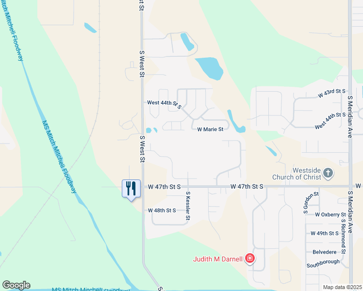 map of restaurants, bars, coffee shops, grocery stores, and more near 4600-4622 South Kessler Circle in Wichita