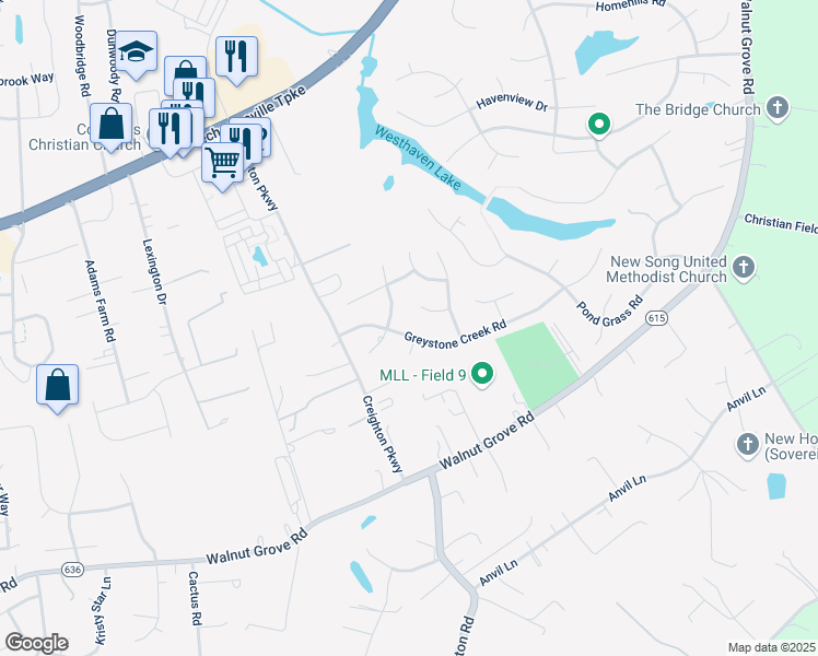 map of restaurants, bars, coffee shops, grocery stores, and more near 6354 Greystone Creek Road in Mechanicsville