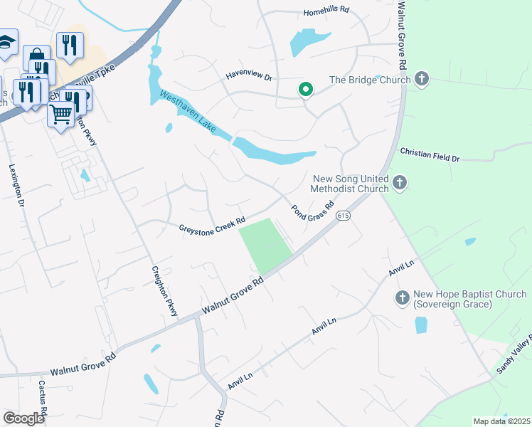map of restaurants, bars, coffee shops, grocery stores, and more near 6299 Greystone Creek Road in Mechanicsville