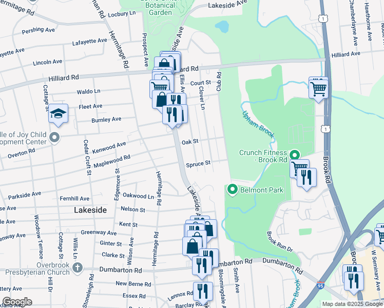 map of restaurants, bars, coffee shops, grocery stores, and more near 6106 Ellis Avenue in Henrico