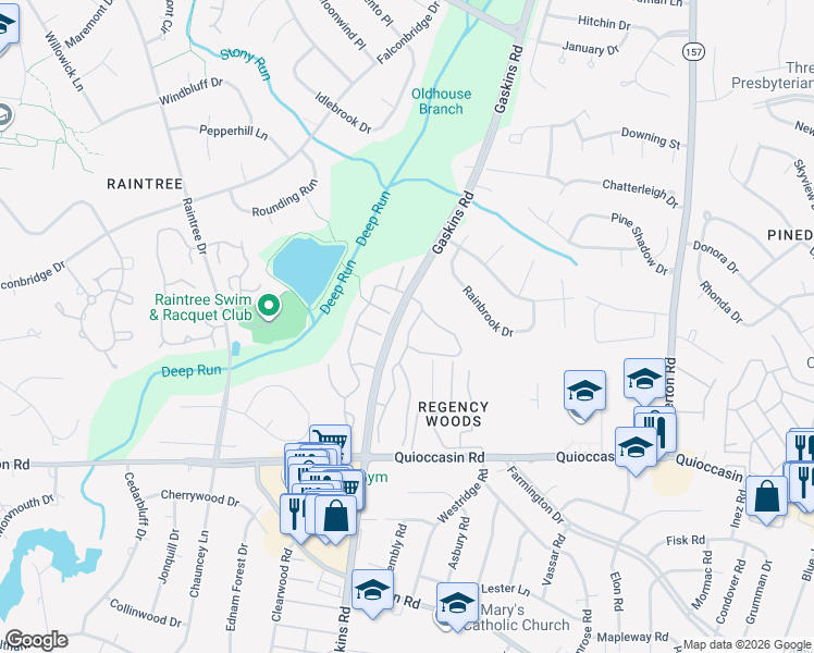 map of restaurants, bars, coffee shops, grocery stores, and more near 4 Chase Gayton Drive in Henrico
