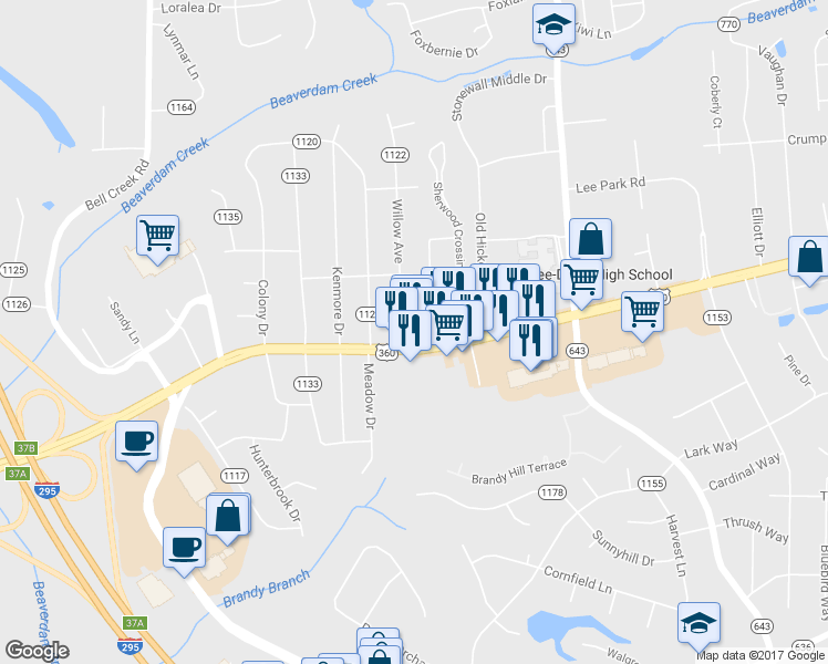 map of restaurants, bars, coffee shops, grocery stores, and more near 7138 Mechanicsville Turnpike in Mechanicsville