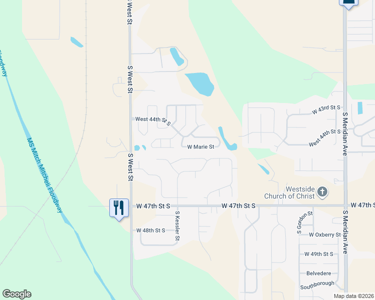 map of restaurants, bars, coffee shops, grocery stores, and more near 3515 West Marie Street in Wichita