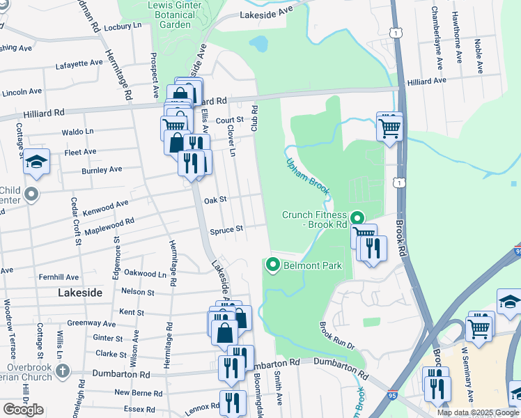 map of restaurants, bars, coffee shops, grocery stores, and more near 6108 Club Road in Henrico