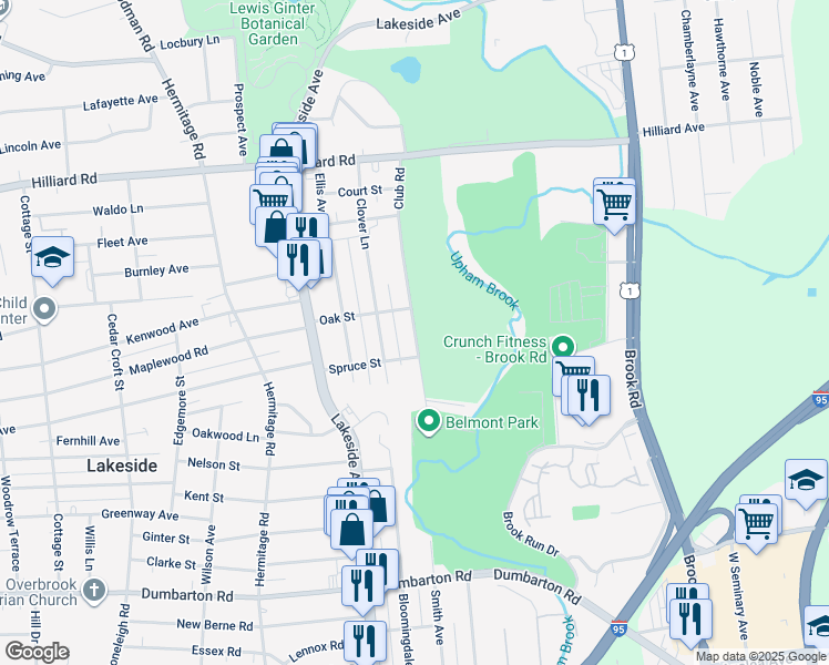 map of restaurants, bars, coffee shops, grocery stores, and more near 6108 Club Road in Henrico