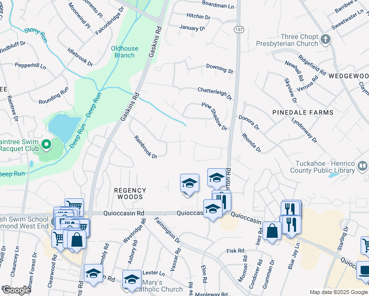map of restaurants, bars, coffee shops, grocery stores, and more near 1507 Leewal Court in Richmond