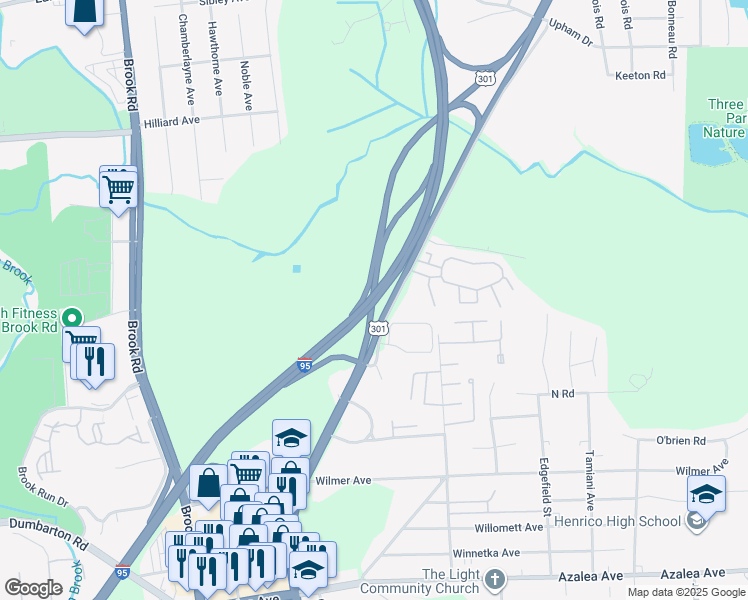 map of restaurants, bars, coffee shops, grocery stores, and more near 343314 Chamberlayne Road in Richmond