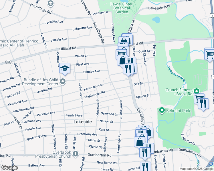 map of restaurants, bars, coffee shops, grocery stores, and more near 2209 Kenwood Avenue in Richmond