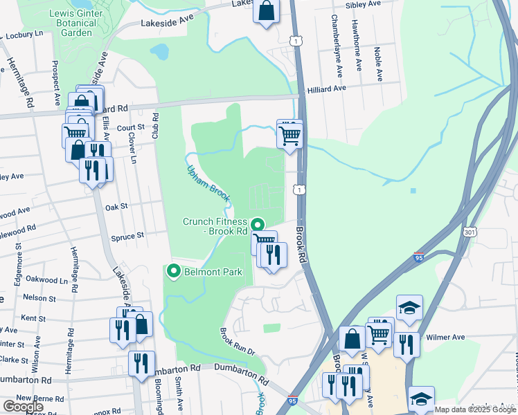 map of restaurants, bars, coffee shops, grocery stores, and more near 5901 Laurel Bed Lane in Richmond