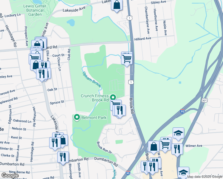 map of restaurants, bars, coffee shops, grocery stores, and more near 5900 Laurel Bed Lane in Richmond