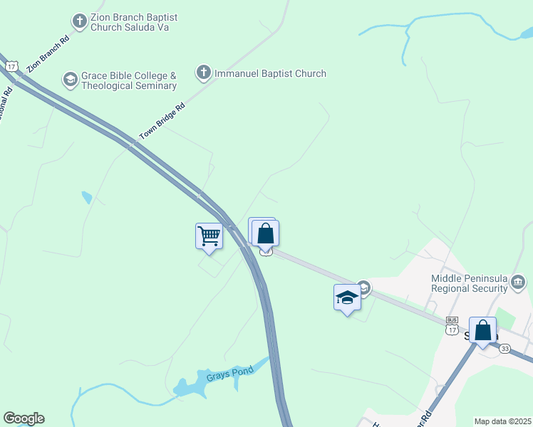 map of restaurants, bars, coffee shops, grocery stores, and more near 108 Wood Drive in Saluda