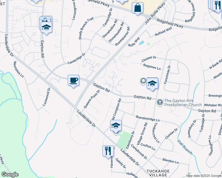 map of restaurants, bars, coffee shops, grocery stores, and more near 11803 Bedfordshire Square in Richmond