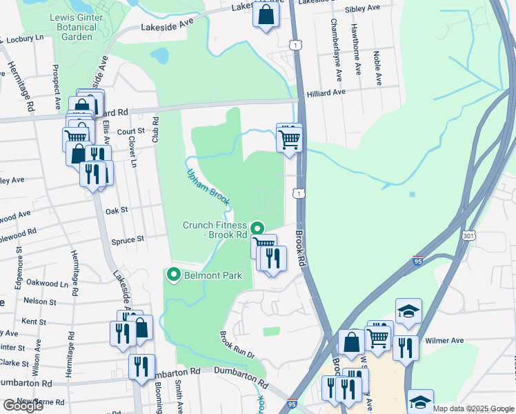 map of restaurants, bars, coffee shops, grocery stores, and more near 5921 Laurel Bed Lane in Richmond
