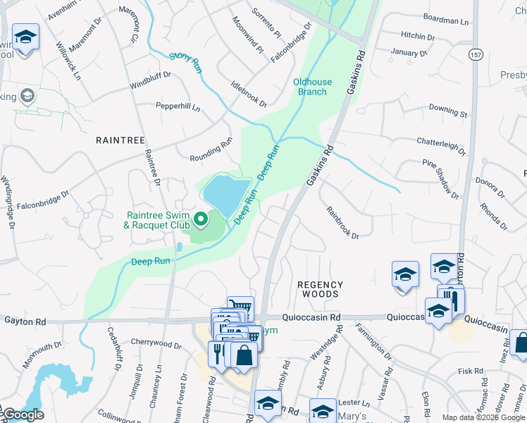 map of restaurants, bars, coffee shops, grocery stores, and more near 1632 Heritage Hill Drive in Richmond