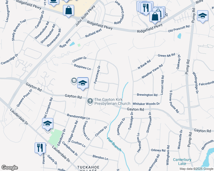 map of restaurants, bars, coffee shops, grocery stores, and more near 11405 Lindenshire Lane in Richmond