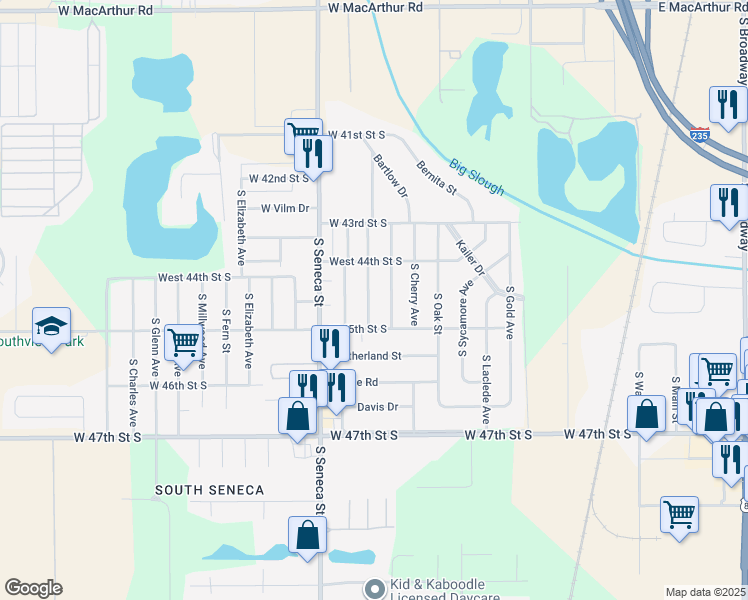 map of restaurants, bars, coffee shops, grocery stores, and more near 4546 South Handley Avenue in Wichita