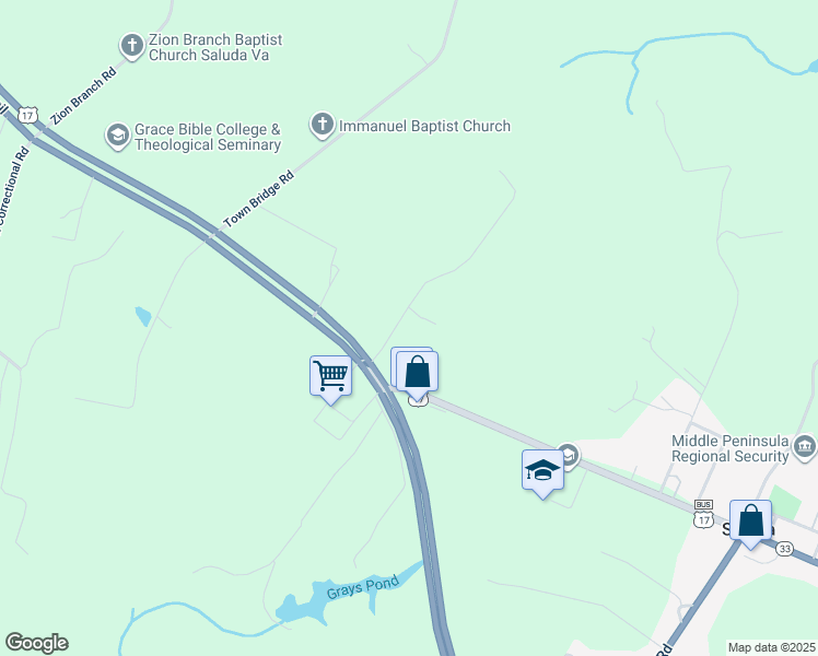 map of restaurants, bars, coffee shops, grocery stores, and more near 108 Wood Drive in Saluda