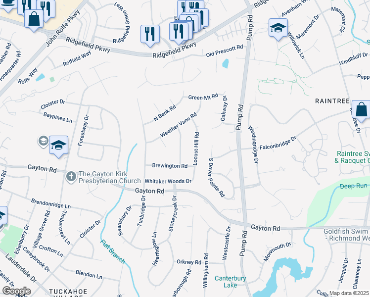 map of restaurants, bars, coffee shops, grocery stores, and more near 1807 Plain View Road in Richmond