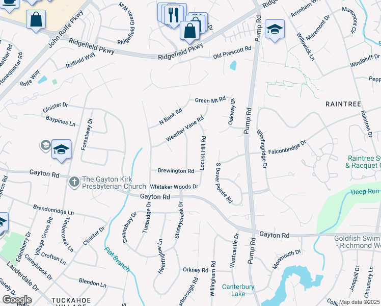 map of restaurants, bars, coffee shops, grocery stores, and more near 1807 Plain View Road in Richmond
