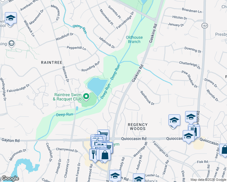 map of restaurants, bars, coffee shops, grocery stores, and more near 1632 Heritage Hill Drive in Richmond