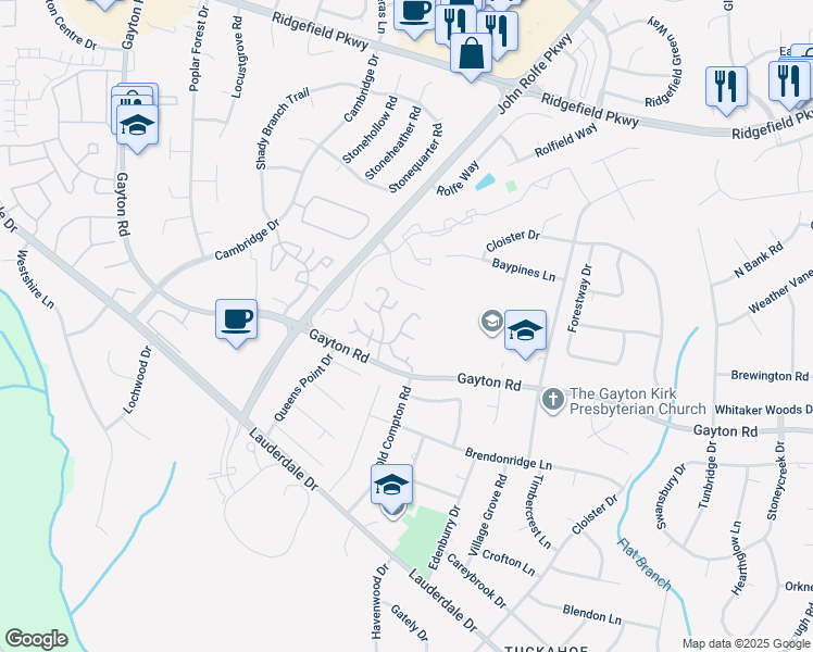 map of restaurants, bars, coffee shops, grocery stores, and more near 11810 North Downs Square in Richmond