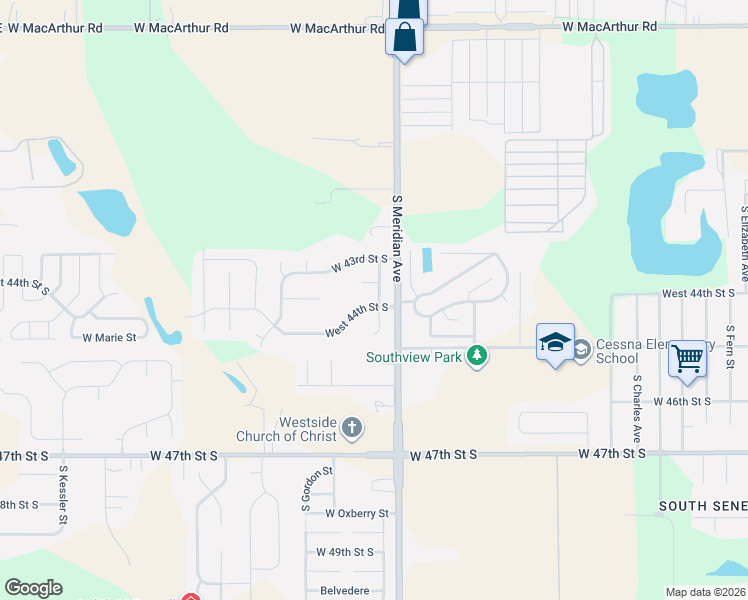 map of restaurants, bars, coffee shops, grocery stores, and more near 4506 S Richmond Cir in Wichita