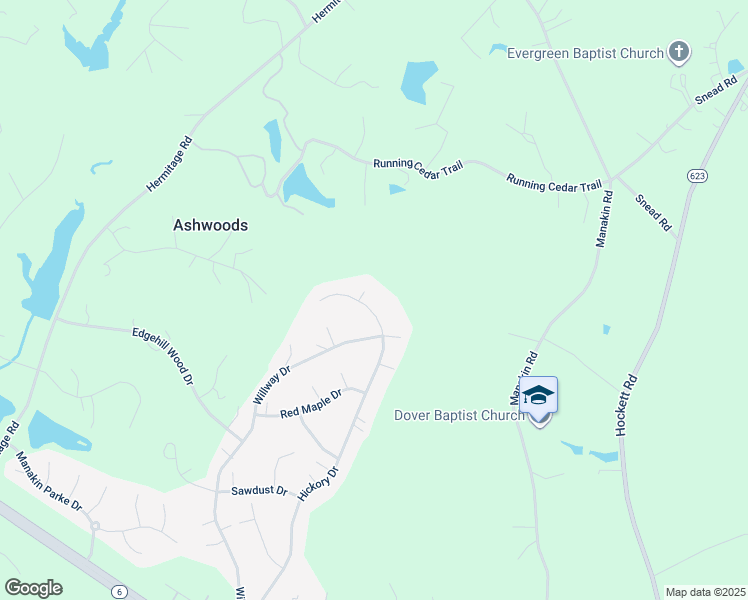 map of restaurants, bars, coffee shops, grocery stores, and more near 400 Hickory Court in Manakin-Sabot