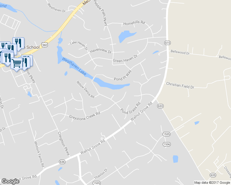 map of restaurants, bars, coffee shops, grocery stores, and more near 6305 Softmoss Court in Mechanicsville