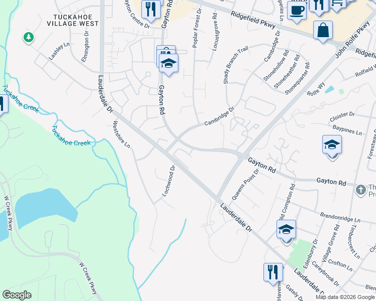 map of restaurants, bars, coffee shops, grocery stores, and more near 12089 Gayton Road in Henrico