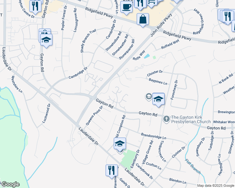 map of restaurants, bars, coffee shops, grocery stores, and more near 11801 Goodwick Square in Richmond