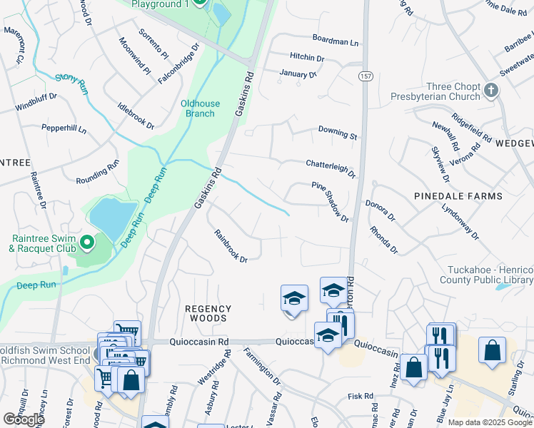 map of restaurants, bars, coffee shops, grocery stores, and more near 1603 Mara Drive in Richmond