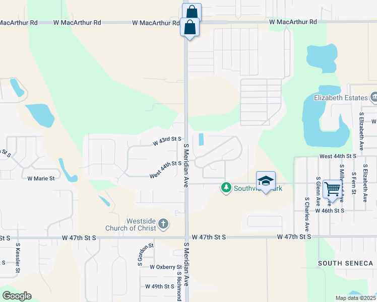map of restaurants, bars, coffee shops, grocery stores, and more near 4408 South Richmond Street in Wichita