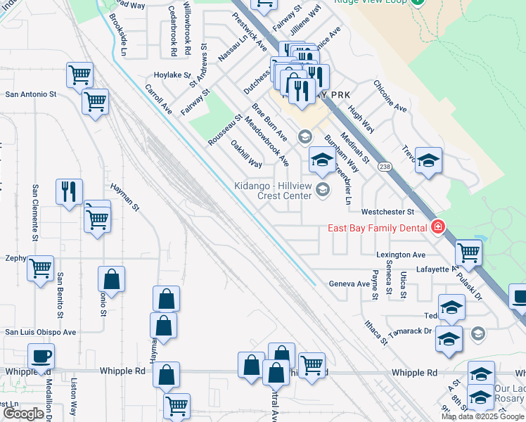 map of restaurants, bars, coffee shops, grocery stores, and more near 9 Gresel Street in Hayward